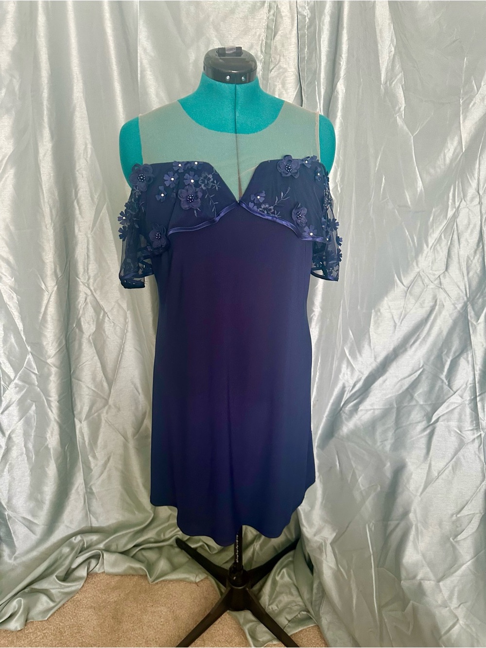 Prelude Navy Blue Dress with Elegant Neckline